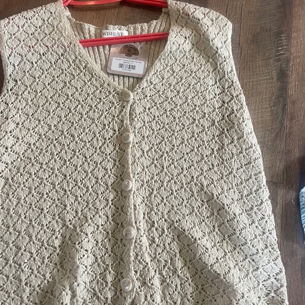 Wishlist crochet button up tank vest
